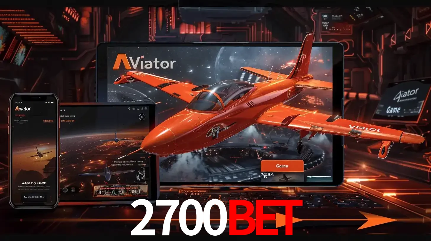 Apresentação tecnológica do jogo Aviator com um avião saindo da tela de um tablet, demonstrando a experiência imersiva em múltiplos dispositivos no 2700bet.