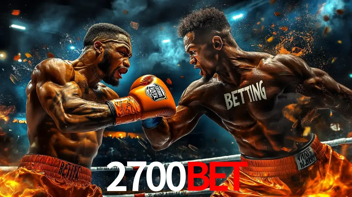 Dois boxeadores em uma luta intensa e explosiva, representando a adrenalina e as oportunidades de apostas em esportes de combate disponíveis na plataforma 2700bet.