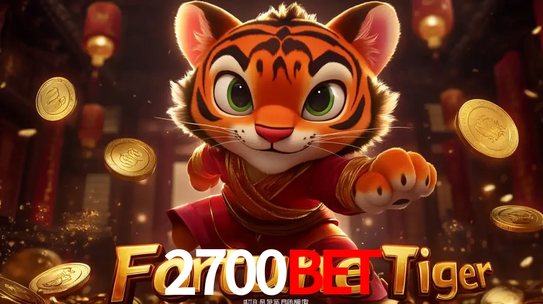 O carismático mascote do jogo de slot Fortune Tiger, um tigre fofo em pose de artes marciais, pronto para trazer sorte e multiplicadores de ganhos no cassino online 2700bet.
