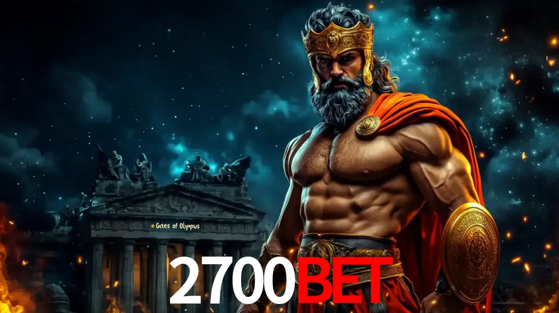 O poderoso Zeus do jogo de slot Gates of Olympus em frente ao seu templo, pronto para lançar multiplicadores divinos e prêmios épicos no cassino online 2700bet.