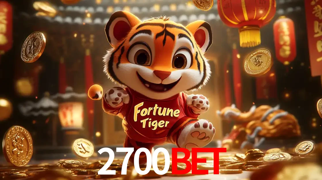 O alegre personagem do Fortune Tiger correndo sobre um caminho de moedas de ouro, simbolizando os grandes prêmios e a diversão do popular jogo de slot do 2700bet.